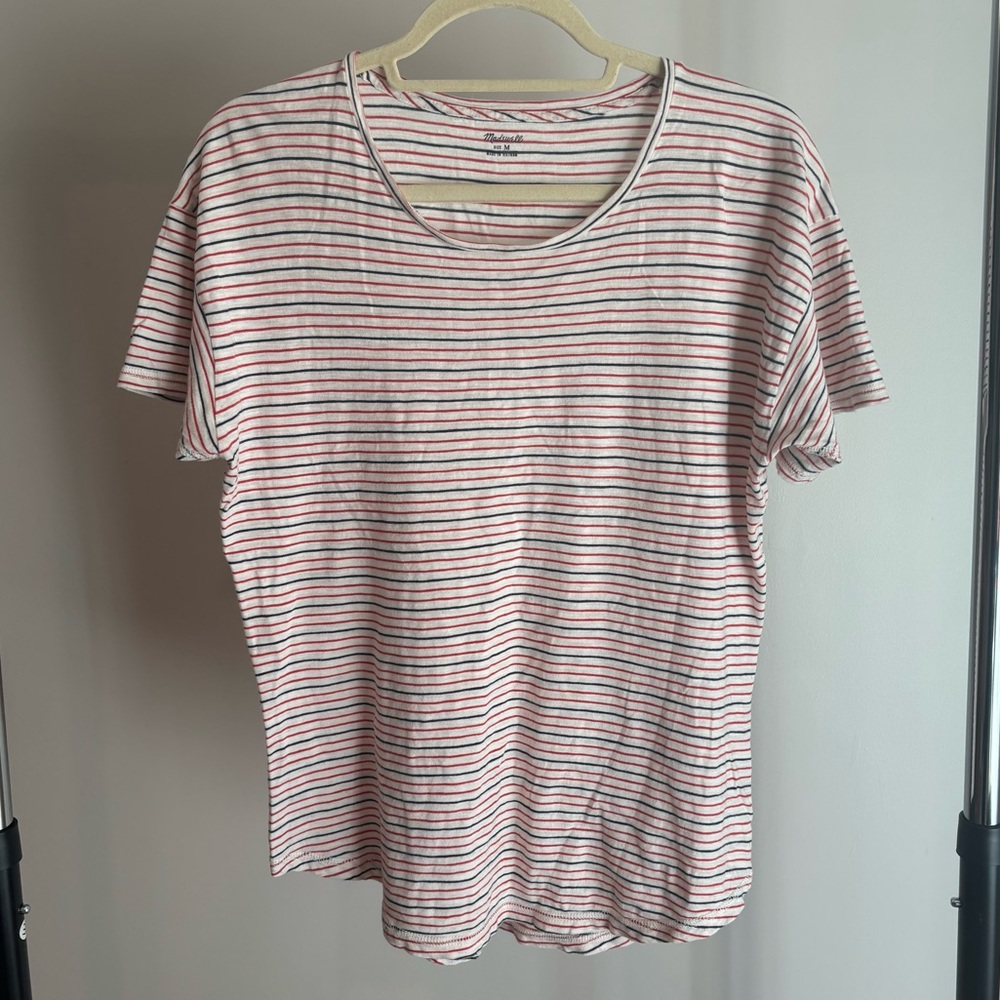 Madewell Stripe Crewneck Tee Red White & Black Women’s Size M